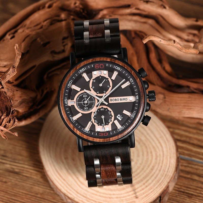 Montre en bois combiné