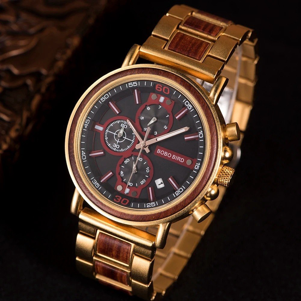 Montre en bois combiné