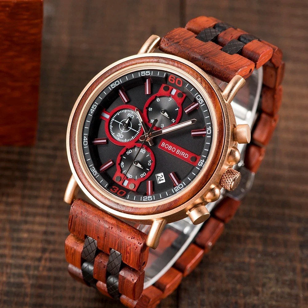 Montre en bois combiné